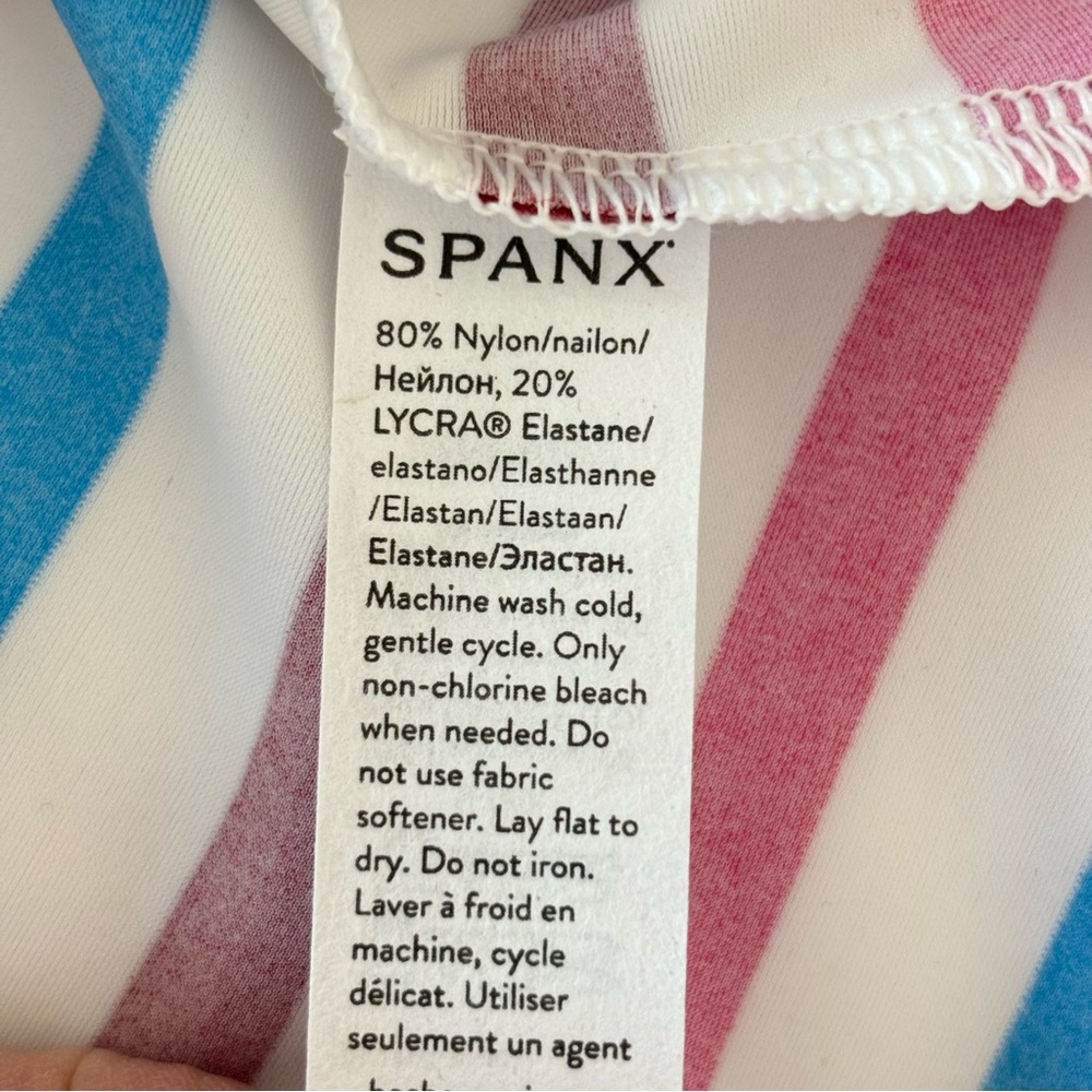 SPANX Long Sleeve Ocean Stripe Hibuscus Swim Shirt--NWT--M - Picture 13 of 14